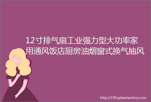 12寸排气扇工业强力型大功率家用通风饭店厨房油烟窗式换气抽风机